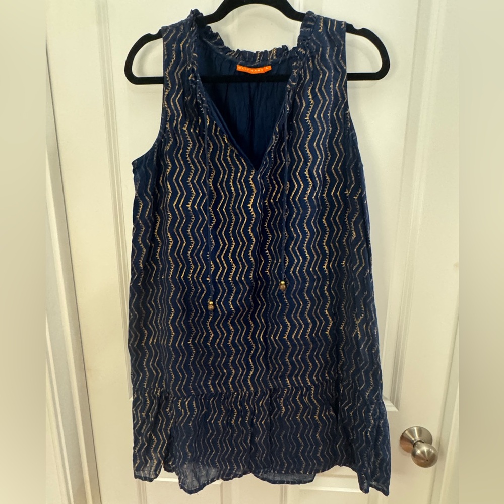 Oliphant Navy and Gold Sleeveless Dress
